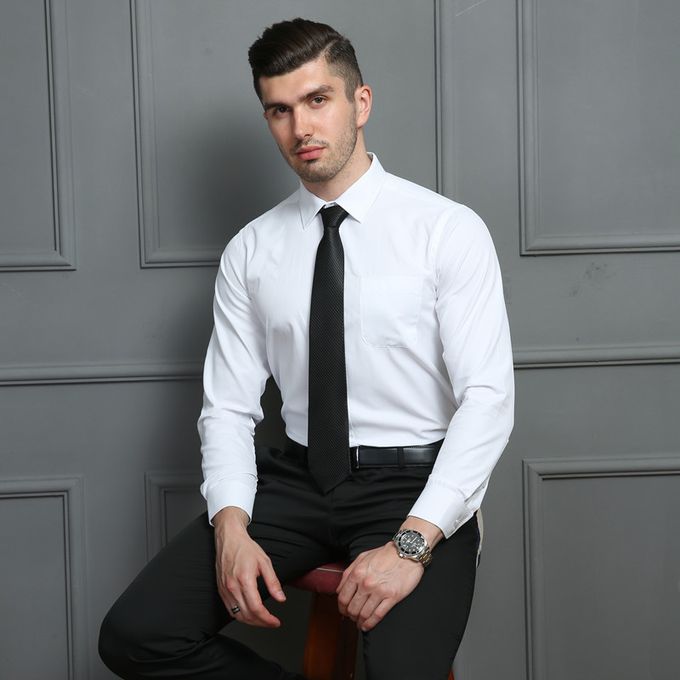 5 Pack Official Men’s Long Sleeve Shirts Slim Fit Cotton Formal & Casual Wear – Stylish Button-Down Office Shirts Breathable Comfortable Durable Classic Business Shirts for Work, Meetings, Events.