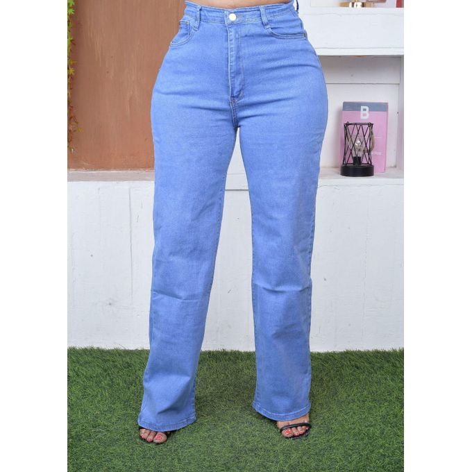 Ladies Blue Mom Jeans – Women’s Straight Leg High Waist Denim Jeans, Comfortable Relaxed Fit Stylish Mummy Jeans Durable Soft Fabric Casual Everyday Wear Trendy Vintage Look Classic Blue Jeans