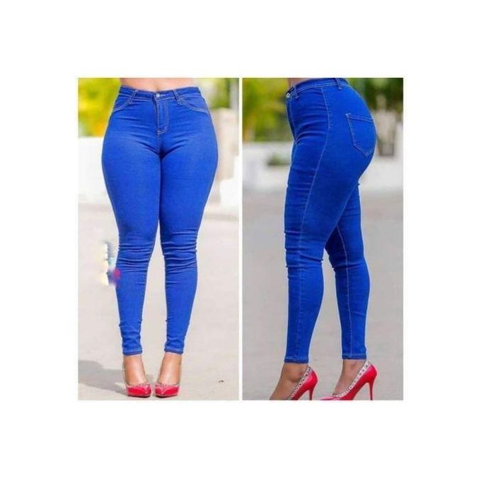 Majilong Royal Blue High Waist Ladies Jeans – Women’s Slim Fit Stretch Denim Pants, Comfortable Stylish High Rise Jeans Durable Soft Fabric Casual & Everyday Wear Trendy Body Shaping Blue Jeans