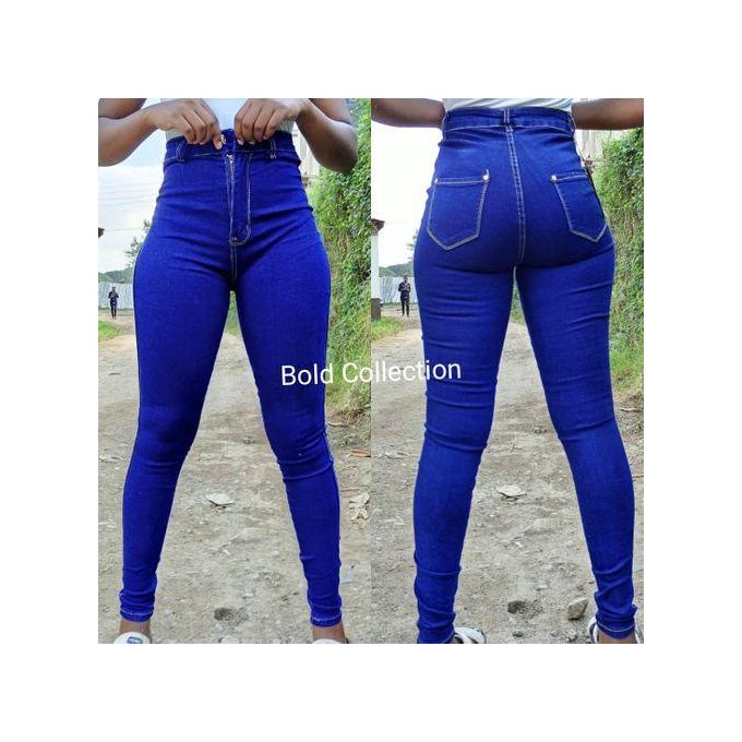 Majilong Royal Blue High Waist Ladies Jeans – Women’s Slim Fit Stretch Denim Pants, Comfortable Stylish High Rise Jeans Durable Soft Fabric Casual & Everyday Wear Trendy Body Shaping Blue Jeans