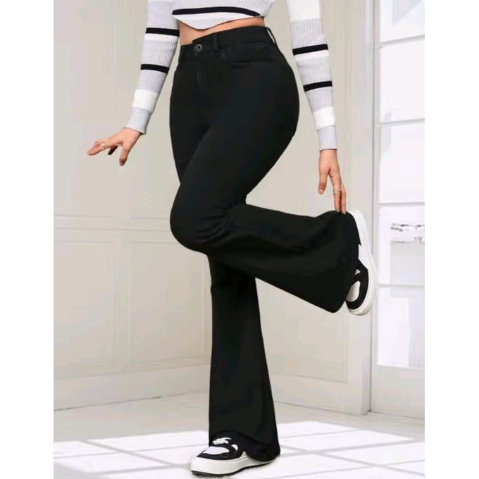 Ladies Hipster Flare Denim Jeans – Women’s High Waist Flared Leg Jeans, Stylish Slim Fit Stretch Denim Pants Comfortable Soft Durable Fabric Trendy Casual & Everyday Wear Vintage Retro Look Blue Jeans