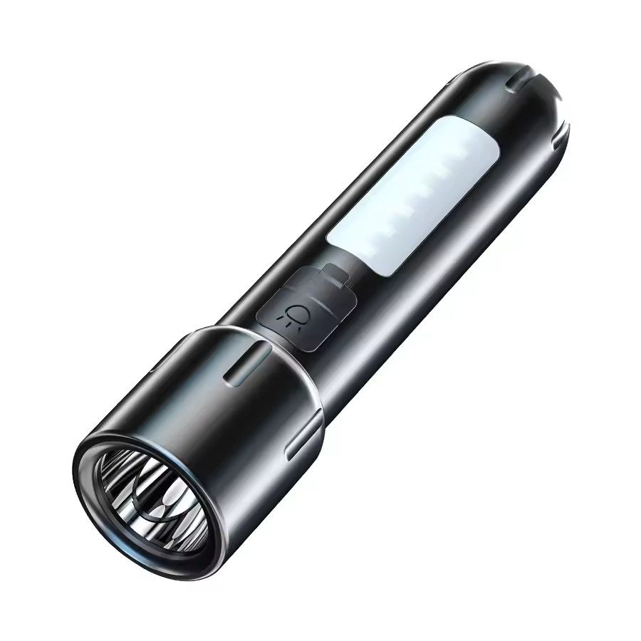 Mini EDC USB Rechargeable Flashlight – 4 Modes LED Torch with COB Floodlight, Compact Outdoor Searchlight for Camping, Emergency Lighting & Everyday Carry Portable Flash