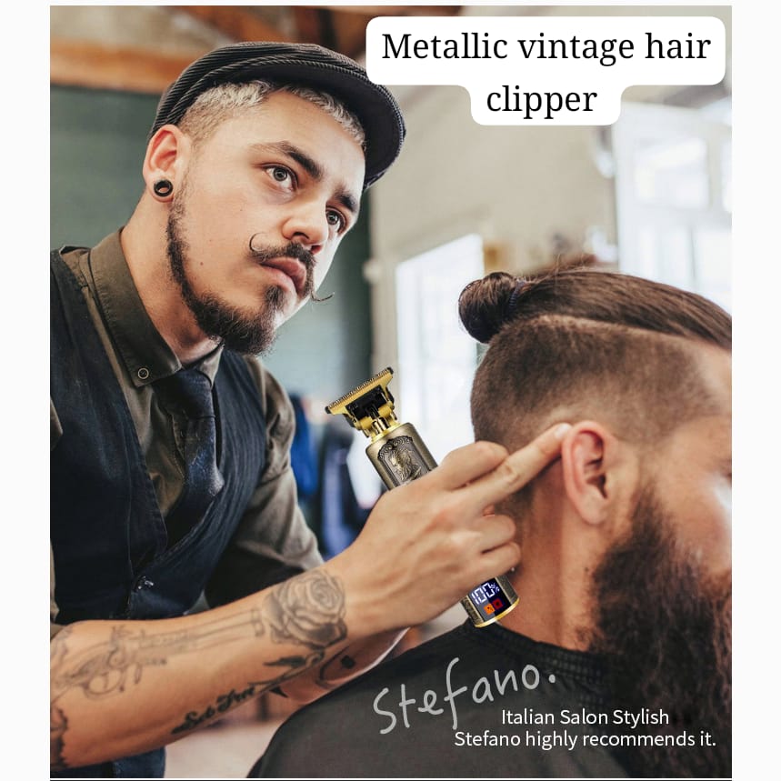 Metal Electric Hair Clipper Rechargeable – Professional Barber Hair Trimmer Machine, Cordless Hair Cutting Tool for Precise Grooming, Durable Clipper for Home & Salon Use