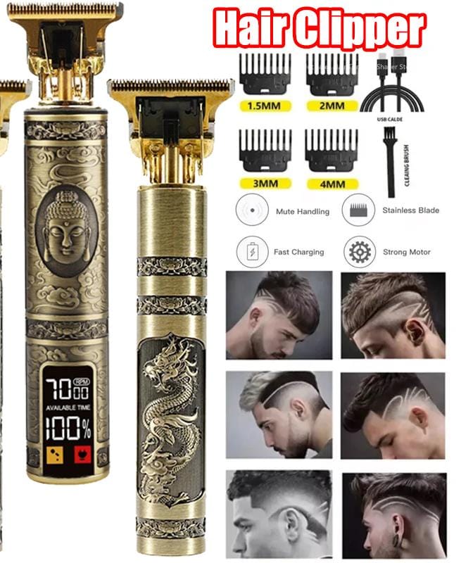 Metal Electric Hair Clipper Rechargeable – Professional Barber Hair Trimmer Machine, Cordless Hair Cutting Tool for Precise Grooming, Durable Clipper for Home & Salon Use