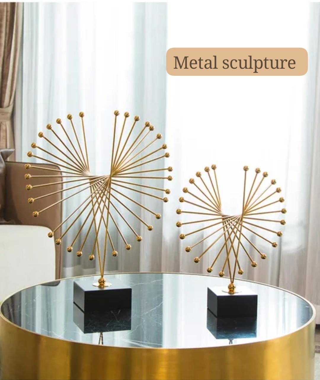Executive Metal Abstract Spiked Sculpture – Decorative Office & Living Room Art, Symbol of Leadership & Prosperity, Modern Accent Piece for Interior Décor & Positive Energy Display