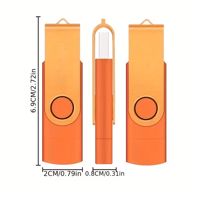 Portable 2IN1 USB Type C Flash Drive 8GB 16GB 32GB 64GB Data Storage Memory Stick For Smartphone & PC