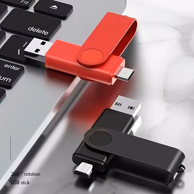 Portable 2IN1 USB Type C Flash Drive 8GB 16GB 32GB 64GB Data Storage Memory Stick For Smartphone & PC