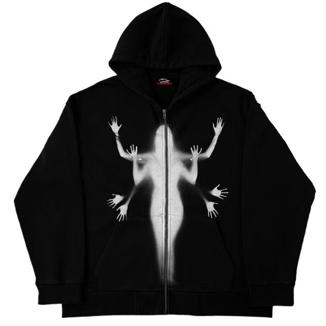 2026 Y2K Street Style Zip-Up Hoodie, Unisex Loose Fit Casual Sports Jacket with Pocket