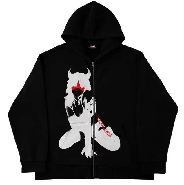 2026 Y2K Street Style Zip-Up Hoodie, Unisex Loose Fit Casual Sports Jacket with Pocket