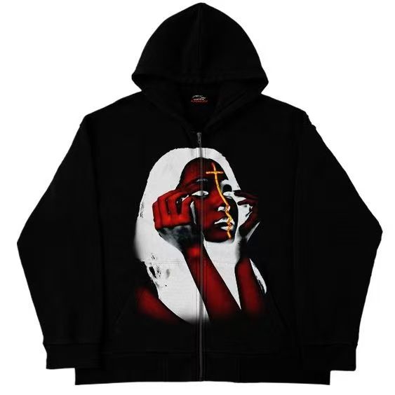 2026 Y2K Street Style Zip-Up Hoodie, Unisex Loose Fit Casual Sports Jacket with Pocket