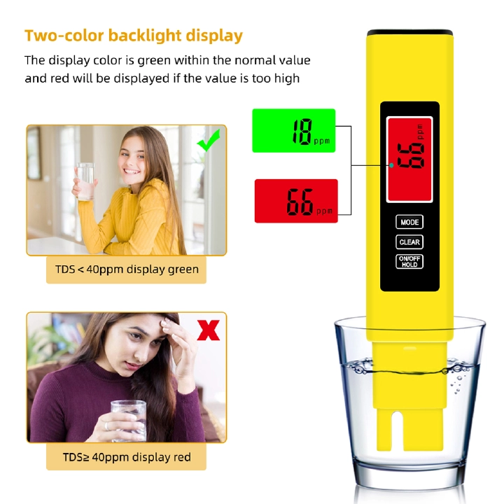 3 in 1 Water Quality Tester Water Quality Analyzer TDS/EC/Temperature Meter Data Hold Backlight Display Tester