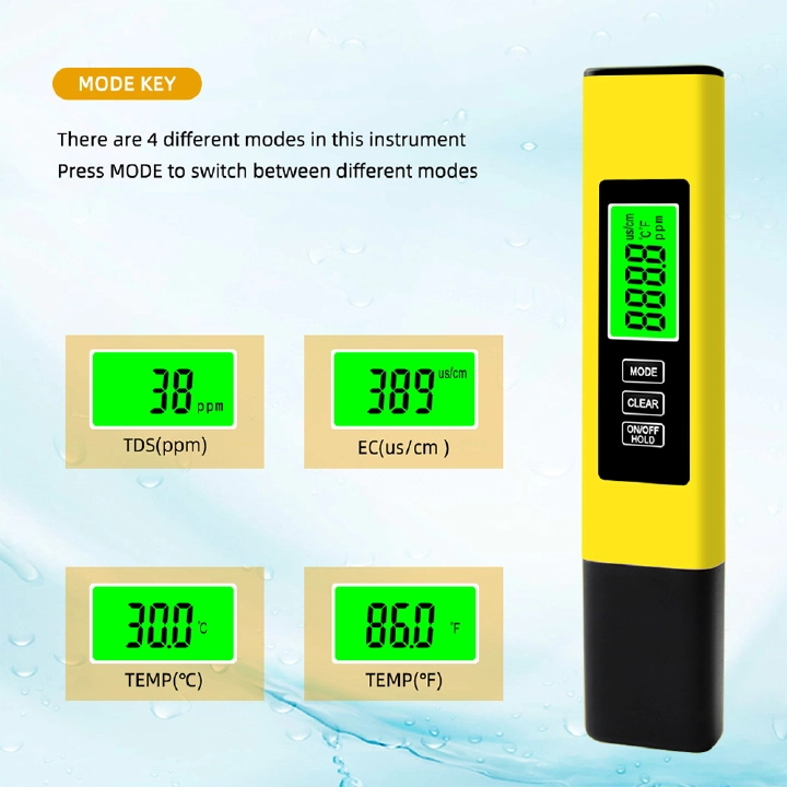 3 in 1 Water Quality Tester Water Quality Analyzer TDS/EC/Temperature Meter Data Hold Backlight Display Tester