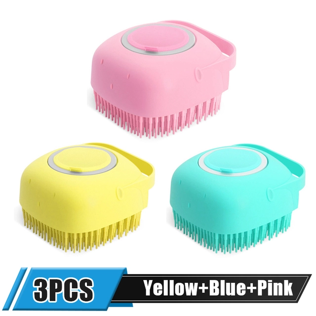 Soft Silicone Pet Massager Brush Bathroom Shampoo Bath Massage Dispenser For Dogs Cats Puppy Safety Tools Grooming Shower Brush