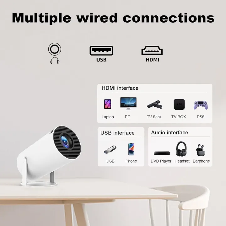 Flagship version HY300 PRO+ 2026 | 1080P full HD WiFi projector, equipped with Android 14.0 system – 12000 lumens portable home theater and outdoor movie projector | Supports iOS/Android screen mirror