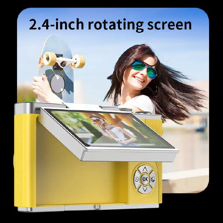 4K CCD 8X Digital Zoom Digital Camera for Student 48MP Compact Digital Photography Camera 180°Flip Screen Selfile Camera RENEAR