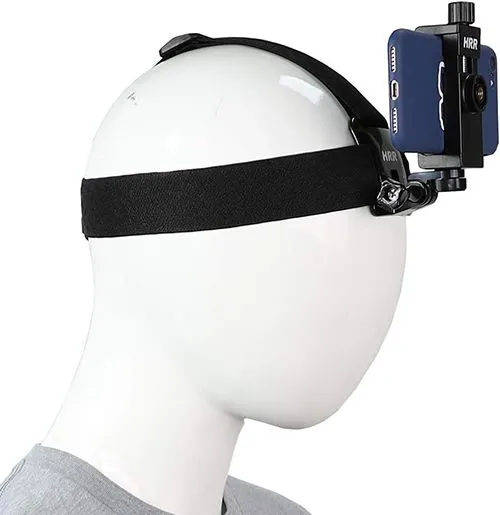 Head-mounted phone holder, suitable for smartphones and action cameras, outdoor live broadcast bracket for first-person video viewing, equipped with a phone clip (6-10cm)