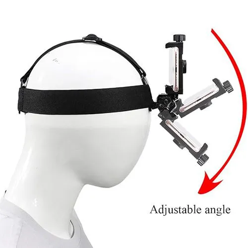 Head-mounted phone holder, suitable for smartphones and action cameras, outdoor live broadcast bracket for first-person video viewing, equipped with a phone clip (6-10cm)