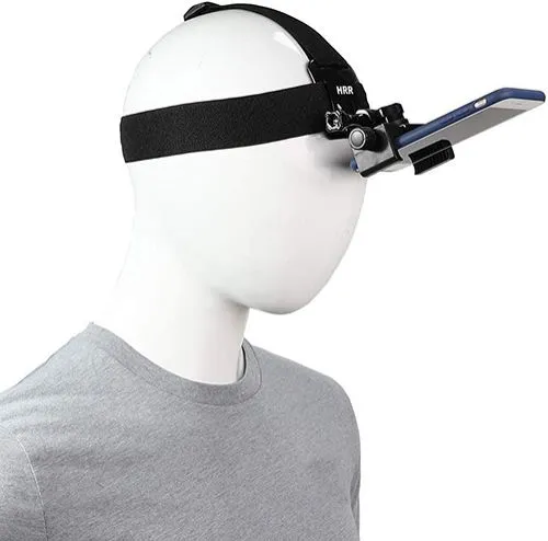 Head-mounted phone holder, suitable for smartphones and action cameras, outdoor live broadcast bracket for first-person video viewing, equipped with a phone clip (6-10cm)