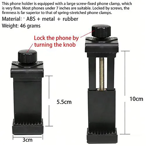 Head-mounted phone holder, suitable for smartphones and action cameras, outdoor live broadcast bracket for first-person video viewing, equipped with a phone clip (6-10cm)