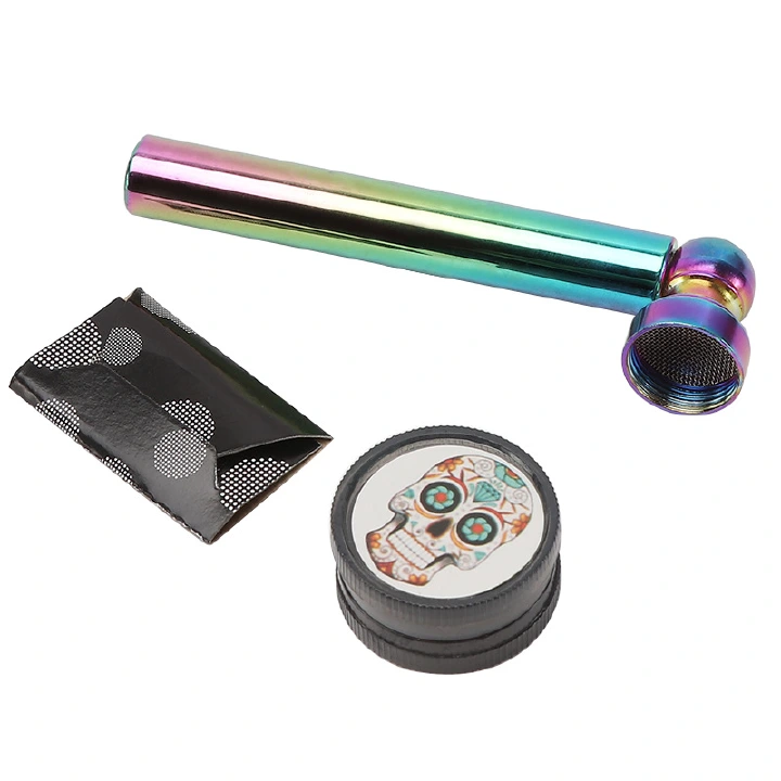 Kitchen Dining room appliances Metal Weed Pipe Kit with Detachable bowl Mesh Length 91mm Plastic Tobacco Herb Grinder Pipes For Filter Smoking Accessories