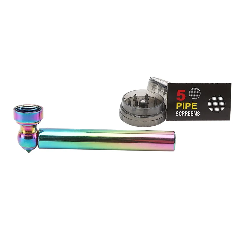 Kitchen Dining room appliances Metal Weed Pipe Kit with Detachable bowl Mesh Length 91mm Plastic Tobacco Herb Grinder Pipes For Filter Smoking Accessories