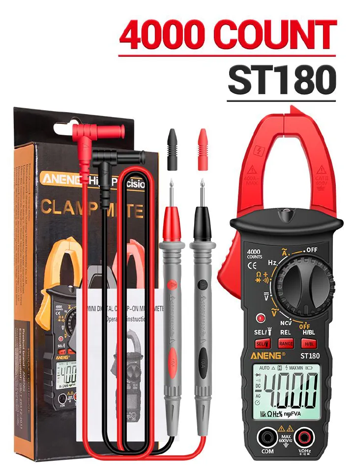 ANENG ST180 4000 Counts Digital Clamp Meter AC Current Multimeter Ammeter Voltage Tester Car Amp Hz Capacitance NCV Ohm Tool