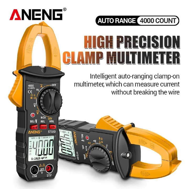 ANENG ST180 4000 Counts Digital Clamp Meter AC Current Multimeter Ammeter Voltage Tester Car Amp Hz Capacitance NCV Ohm Tool