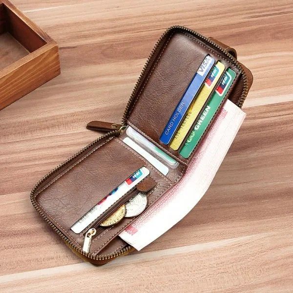 Vintage Small Men's Wallet Pu Leather Short Purse Men Hasp Zipper Clutch Solid Porte Feuille Hommes Porte Monnaie Homme