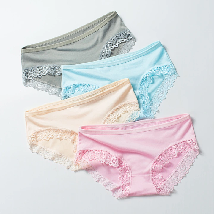 3 PCS Bbreathable Women's Underwear Soft Lightweight And Dry Women's Clothing Solid Color Women's Lace Lingerie New Milk Silk Panties Woman Clothes