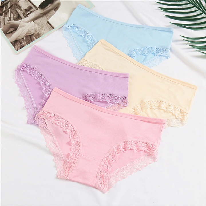 3 PCS Bbreathable Women's Underwear Soft Lightweight And Dry Women's Clothing Solid Color Women's Lace Lingerie New Milk Silk Panties Woman Clothes