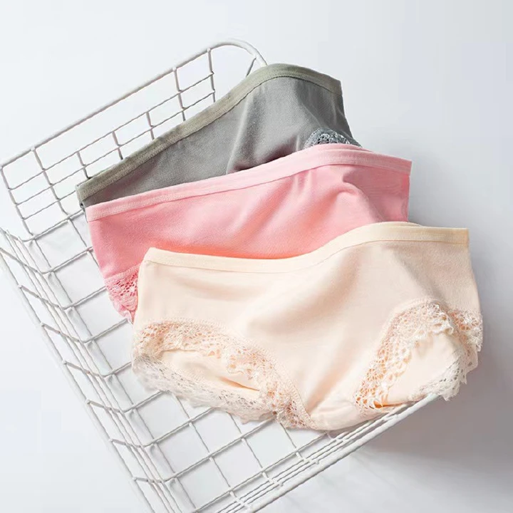 3 PCS Bbreathable Women's Underwear Soft Lightweight And Dry Women's Clothing Solid Color Women's Lace Lingerie New Milk Silk Panties Woman Clothes