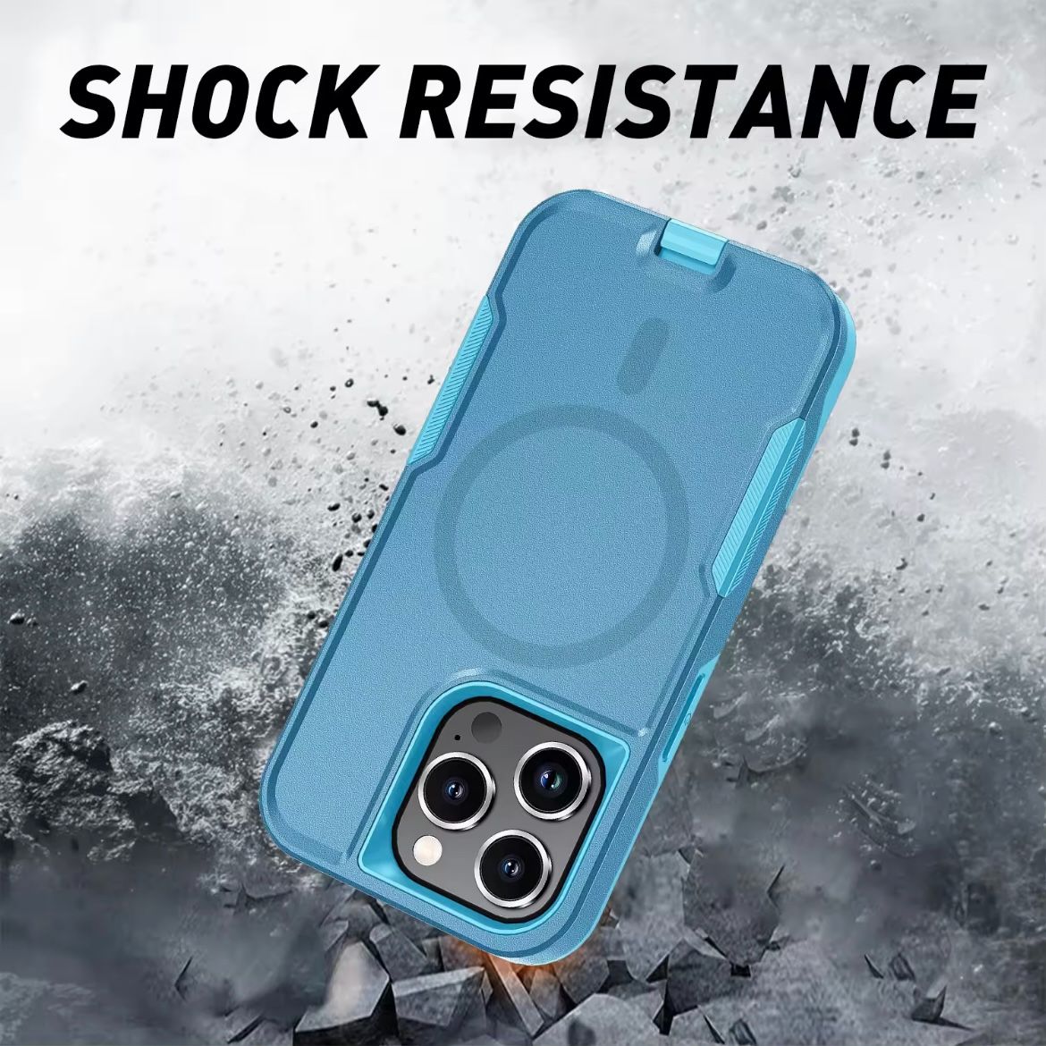 MagSafe, Shock Resistant iPhone 13 phone case + Detachable Belt Clip (2-in-1) and In-built dust plugs