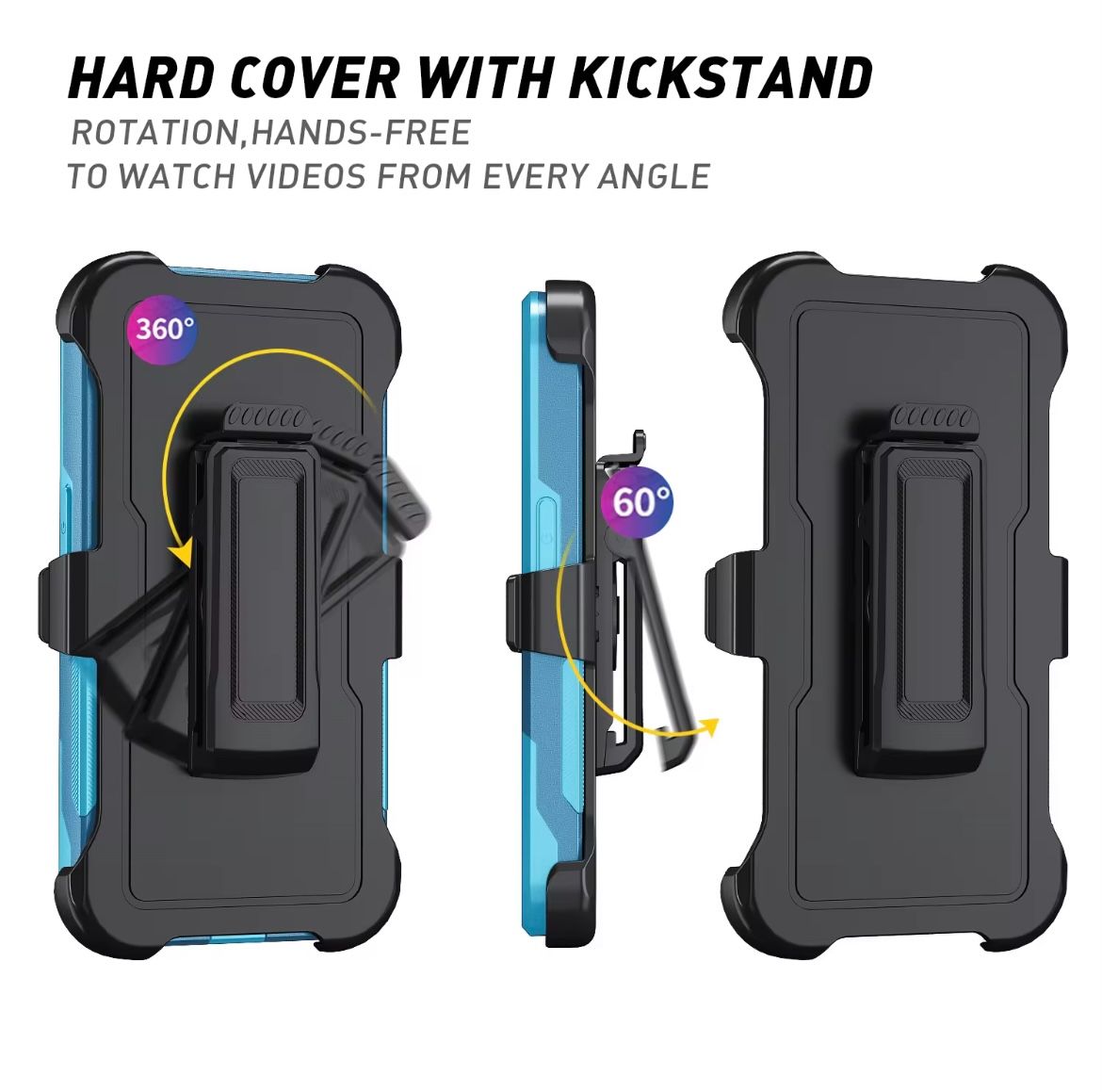 MagSafe, Shock Resistant iPhone 13 phone case + Detachable Belt Clip (2-in-1) and In-built dust plugs