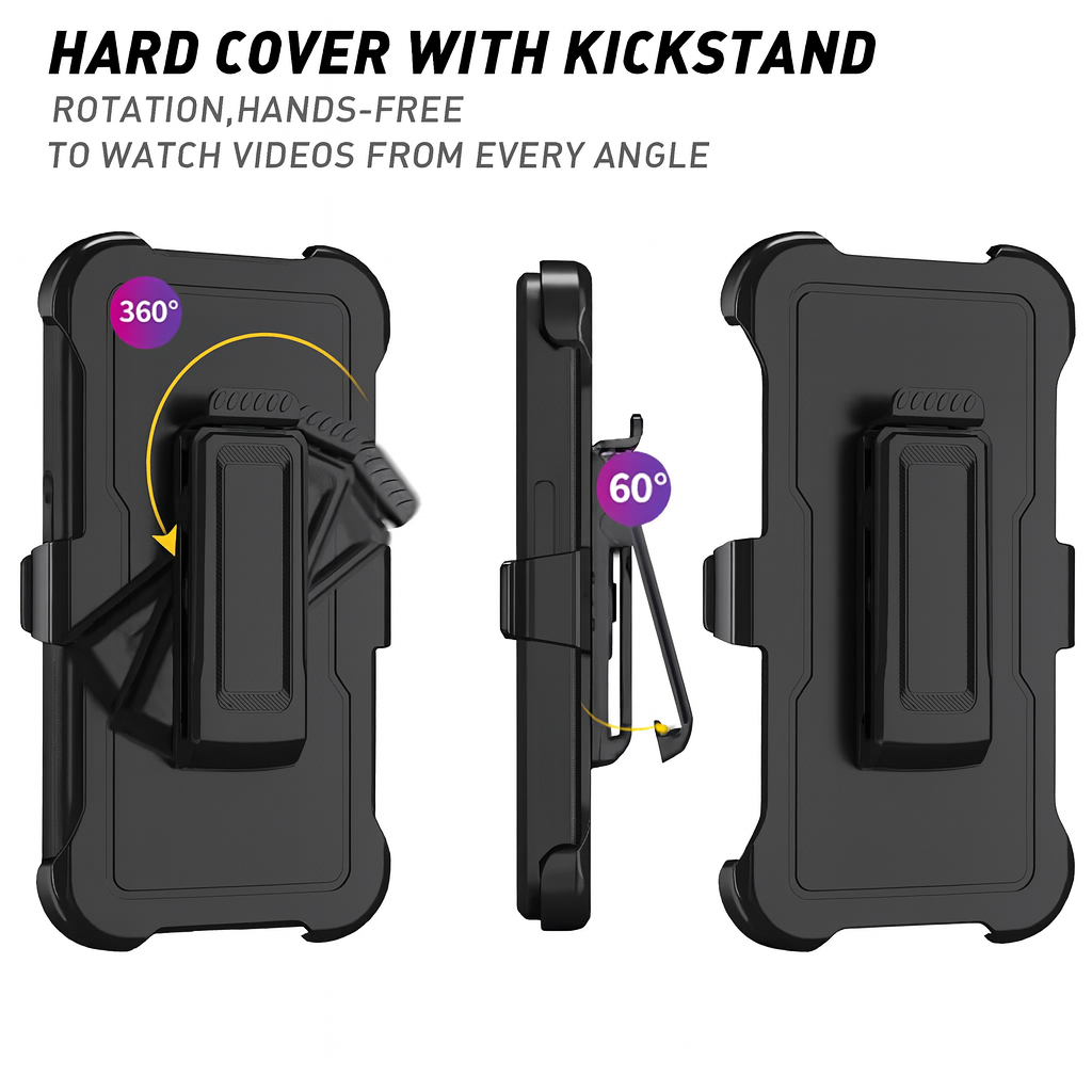 MagSafe, Shock Resistant iPhone 13 phone case + Detachable Belt Clip (2-in-1) and In-built dust plugs