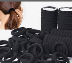 Black Elastic Hair Ties – Ponytail Hair Bands for Women & Girls