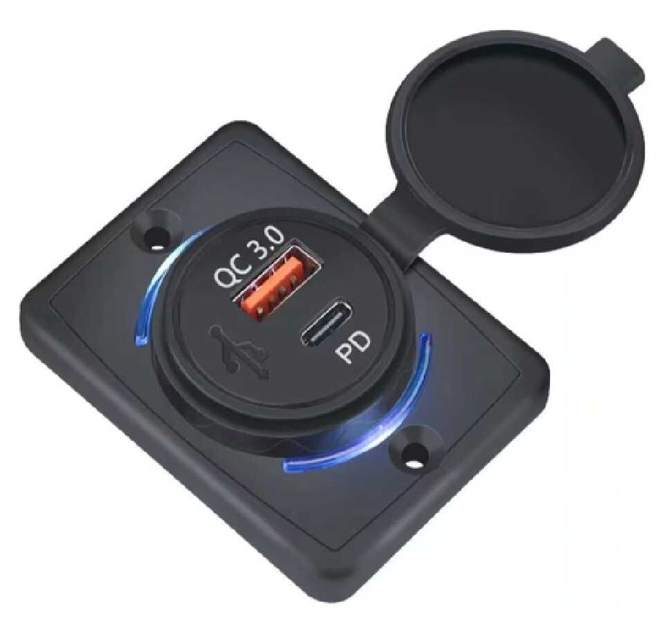 Dual USB Car Charger Socket (QC 3.0 + PD Fast Charging)