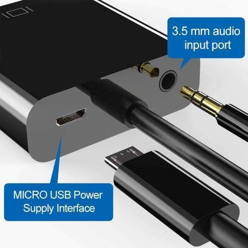 New Generation HDMI To VGA Adapter Converter, HDMI Female To VGA Male Adapter With 3.5mm Audio Port And Micro USB Power Cable, Compatible For Computer, Desktop, Laptop, PC, Monit