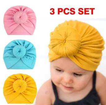 limited OFFER!!!  3 Pcs Cute Baby Turban Hat Set | Cotton Soft Knotted Head Wraps | Newborn Toddler Caps for Boys & Girls | Comfortable Stretch Fabric | Fashion Baby Beanie Gift Set
