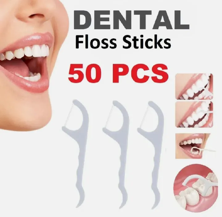 Dental Floss Picks Toothpicks – 2-in-1 Disposable Teeth Cleaning Floss Sticks for Oral Hygiene (50 PCS Pack)
