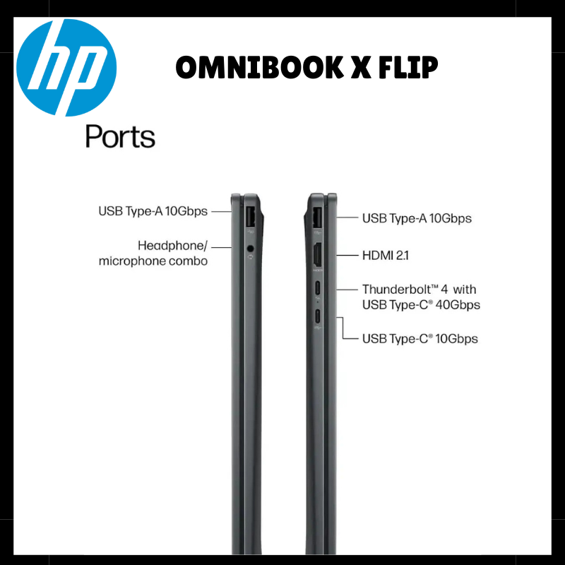 HP Omnibook X Flip Ultra 5 16GB RAM 512GB SSD 1.38Kg Backlit Keyboard Notebooks 14 Inch 2K IPS Touchscreen Display Laptop Intel Core Ultra 5 226V Processor Intel Arc 130V Graphics 59Wh Battery Laptops