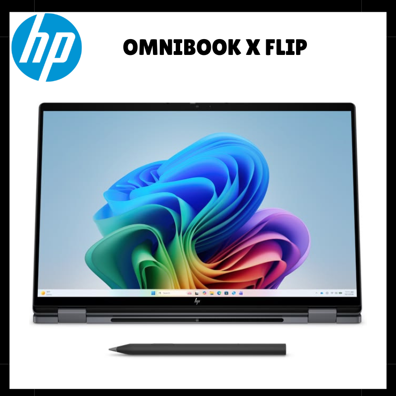 HP Omnibook X Flip Ultra 5 16GB RAM 512GB SSD 1.38Kg Backlit Keyboard Notebooks 14 Inch 2K IPS Touchscreen Display Laptop Intel Core Ultra 5 226V Processor Intel Arc 130V Graphics 59Wh Battery Laptops