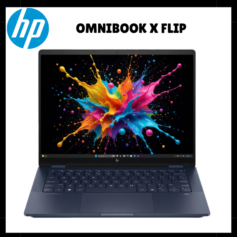 HP Omnibook X Flip Ultra 5 16GB RAM 512GB SSD 1.38Kg Backlit Keyboard Notebooks 14 Inch 2K IPS Touchscreen Display Laptop Intel Core Ultra 5 226V Processor Intel Arc 130V Graphics 59Wh Battery Laptops