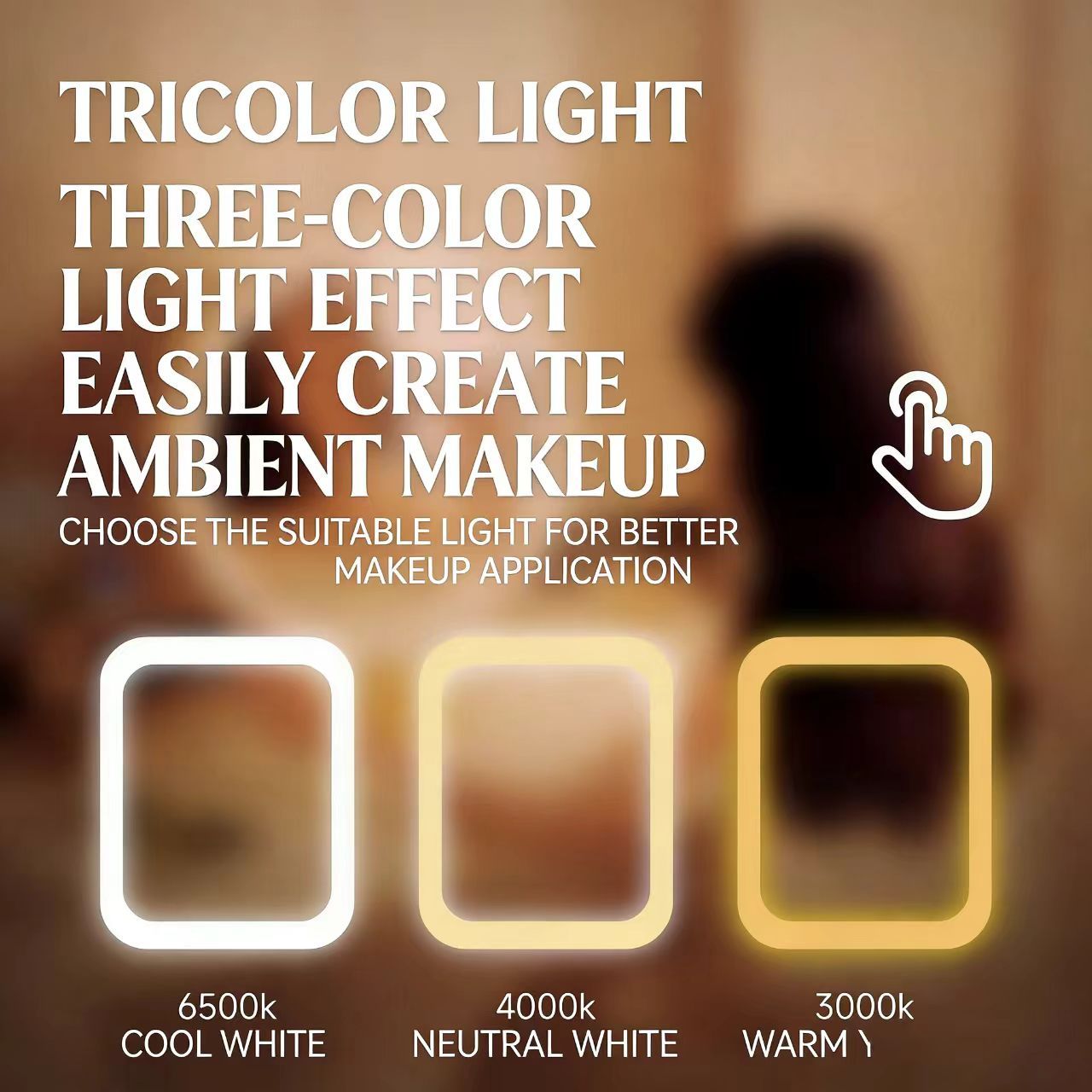 LED Rechargeable Makeup Mirror for Women Vanity Mirror with Light 360° Rotation Tabletop Cosmetic Mirror for Bedroom Dorm Travel，ins