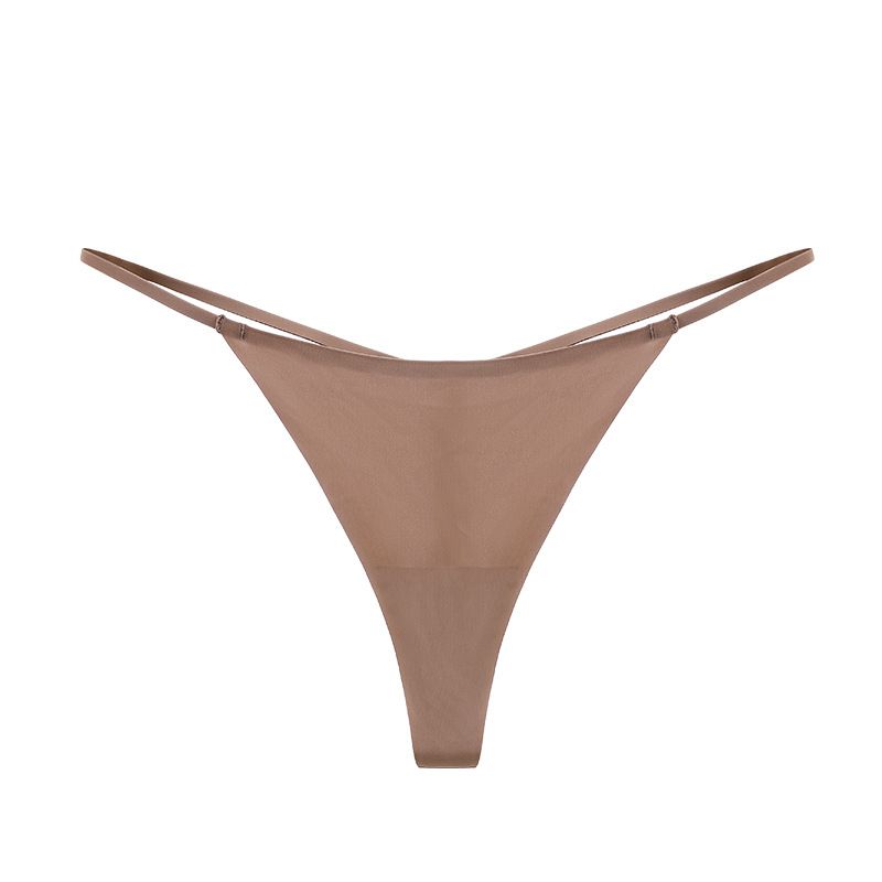 Women's Seamless Thin Strap Thong Panties, One-Piece Cotton Crotch G-String, Comfortable Fitness Underwear with Buckle Detail, S-XL Sizes