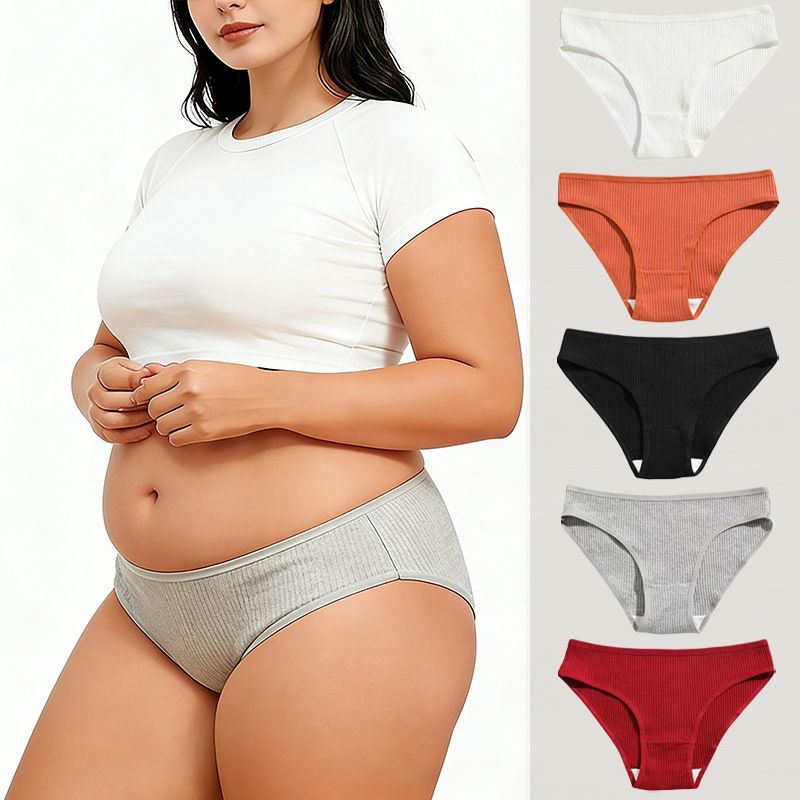 Women Plus Size Seamless Panties Soft Breathable Stretch High Waist Comfort Underwear Briefs