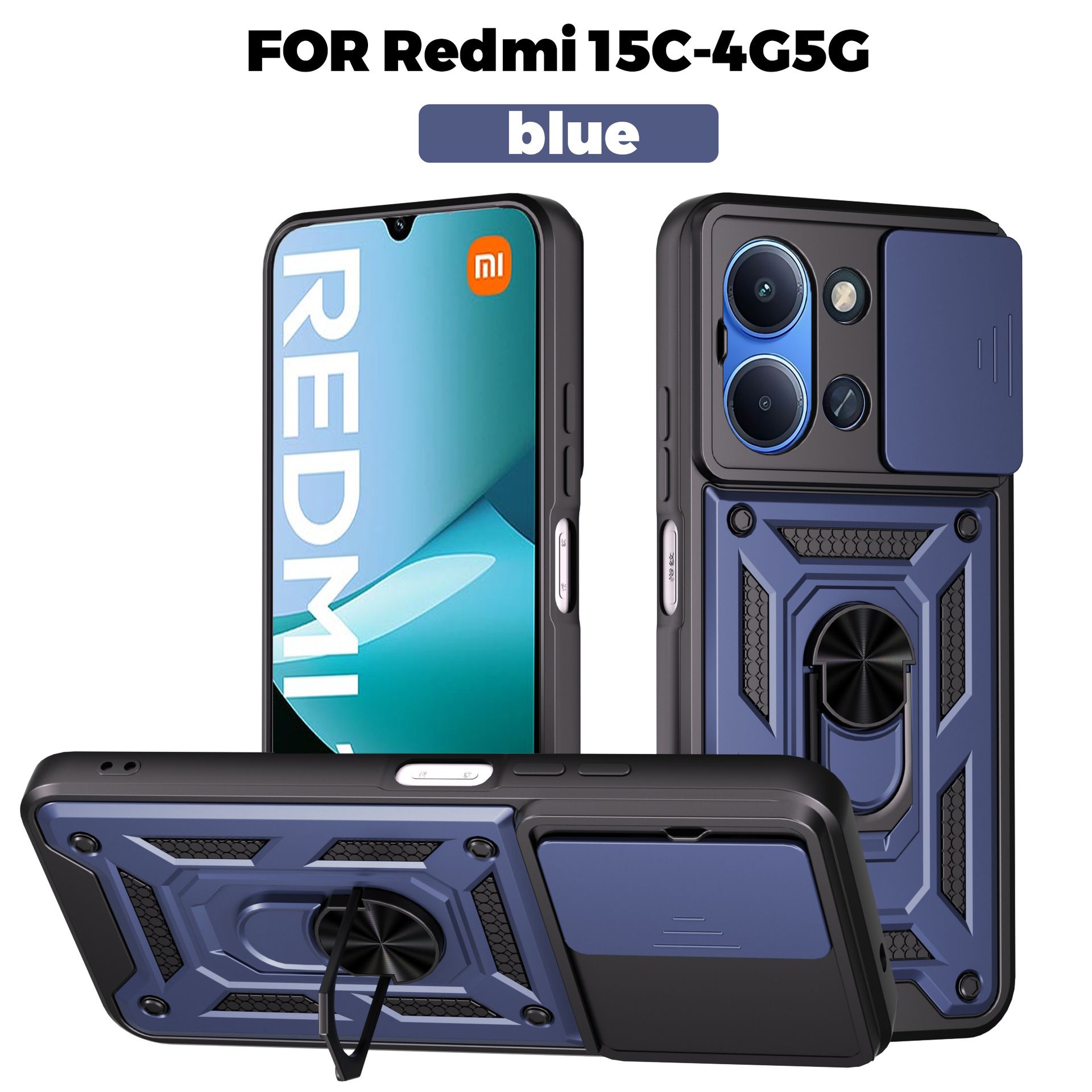 Rugged Armor Phone Case For Xiaomi Redmi 15C Shockproof Kickstand Heavy Duty Protective Cover