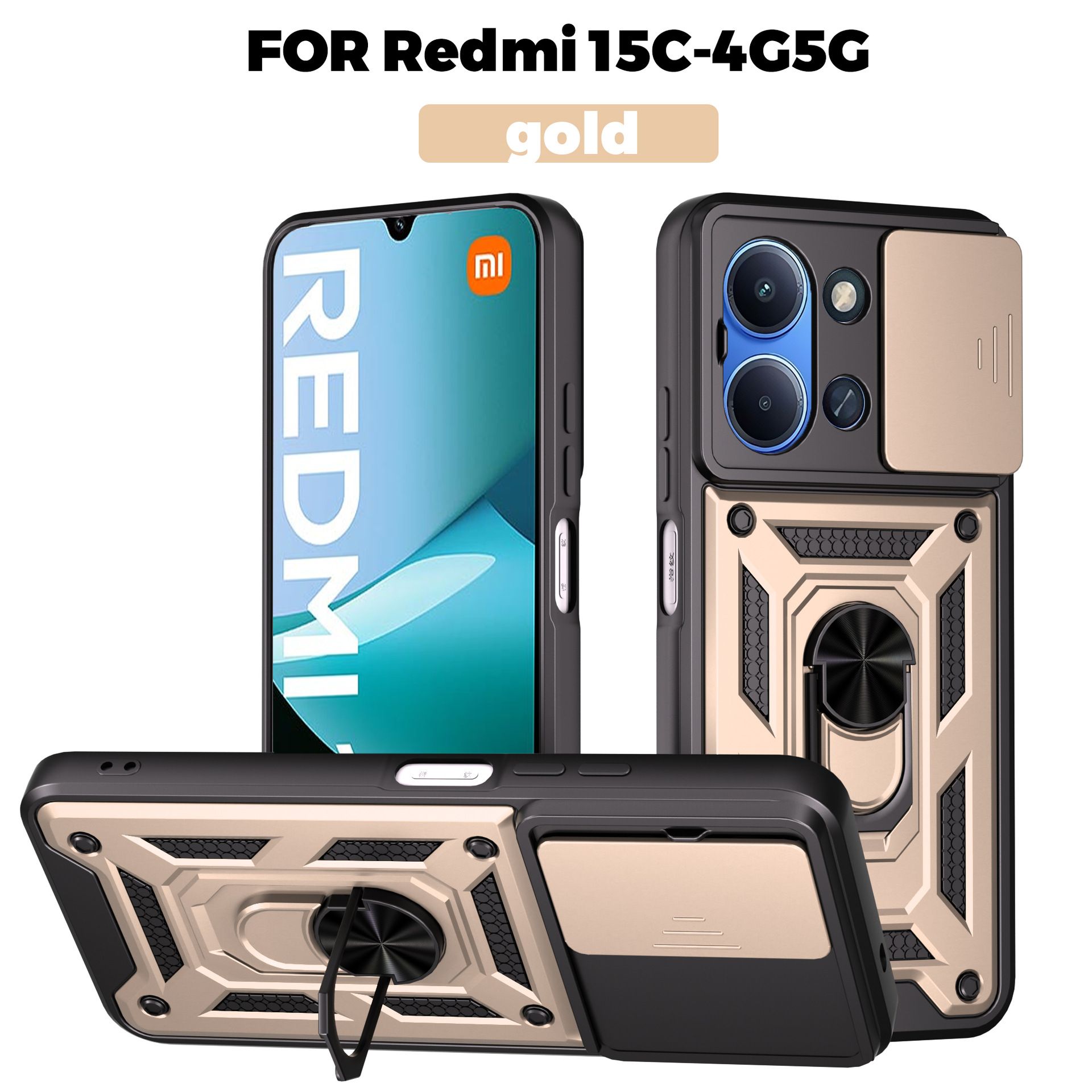 Rugged Armor Phone Case For Xiaomi Redmi 15C Shockproof Kickstand Heavy Duty Protective Cover