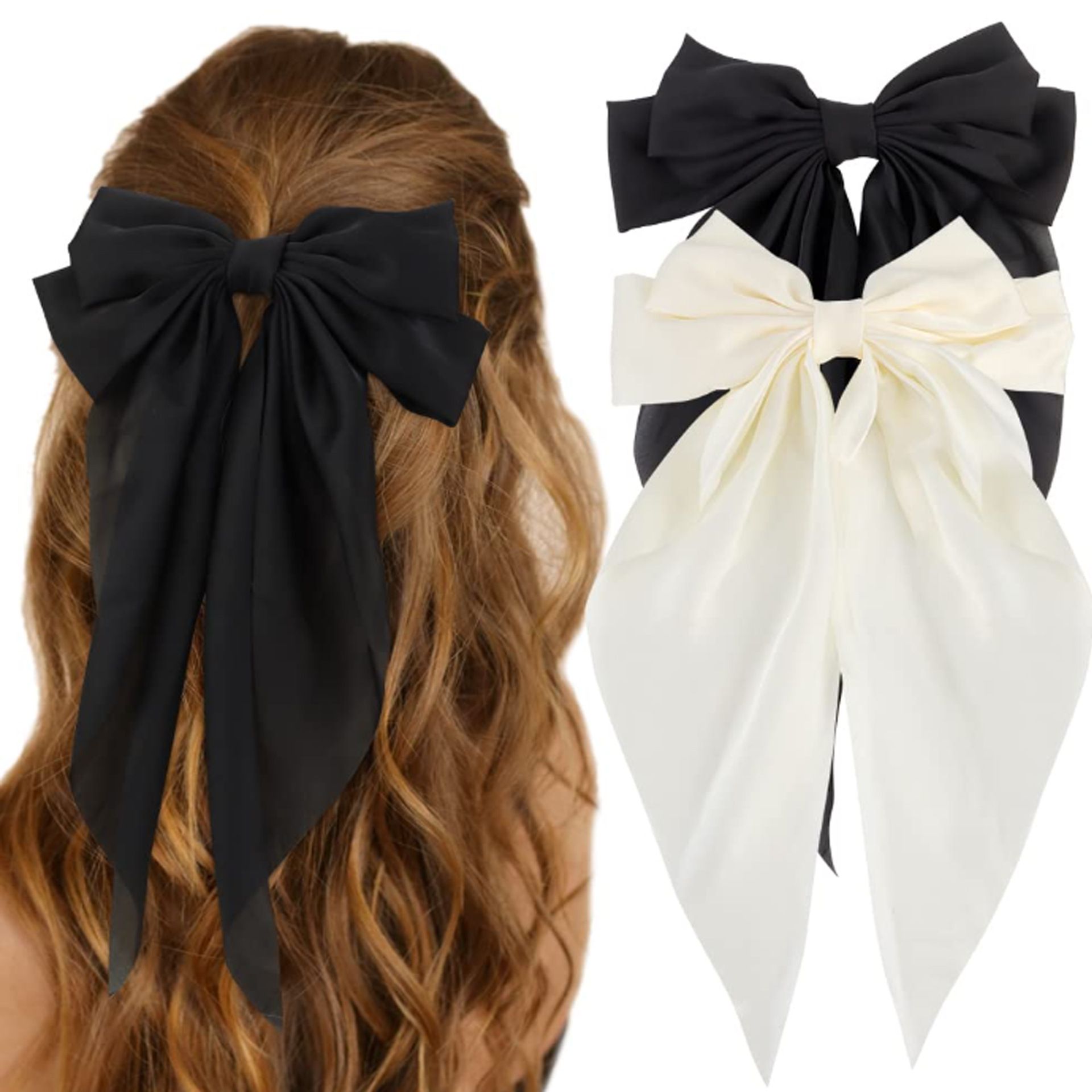Large Bow Hair Clip for Women Long Ribbon Hair Bow Elegant Hair Accessories Girls Hair Clip