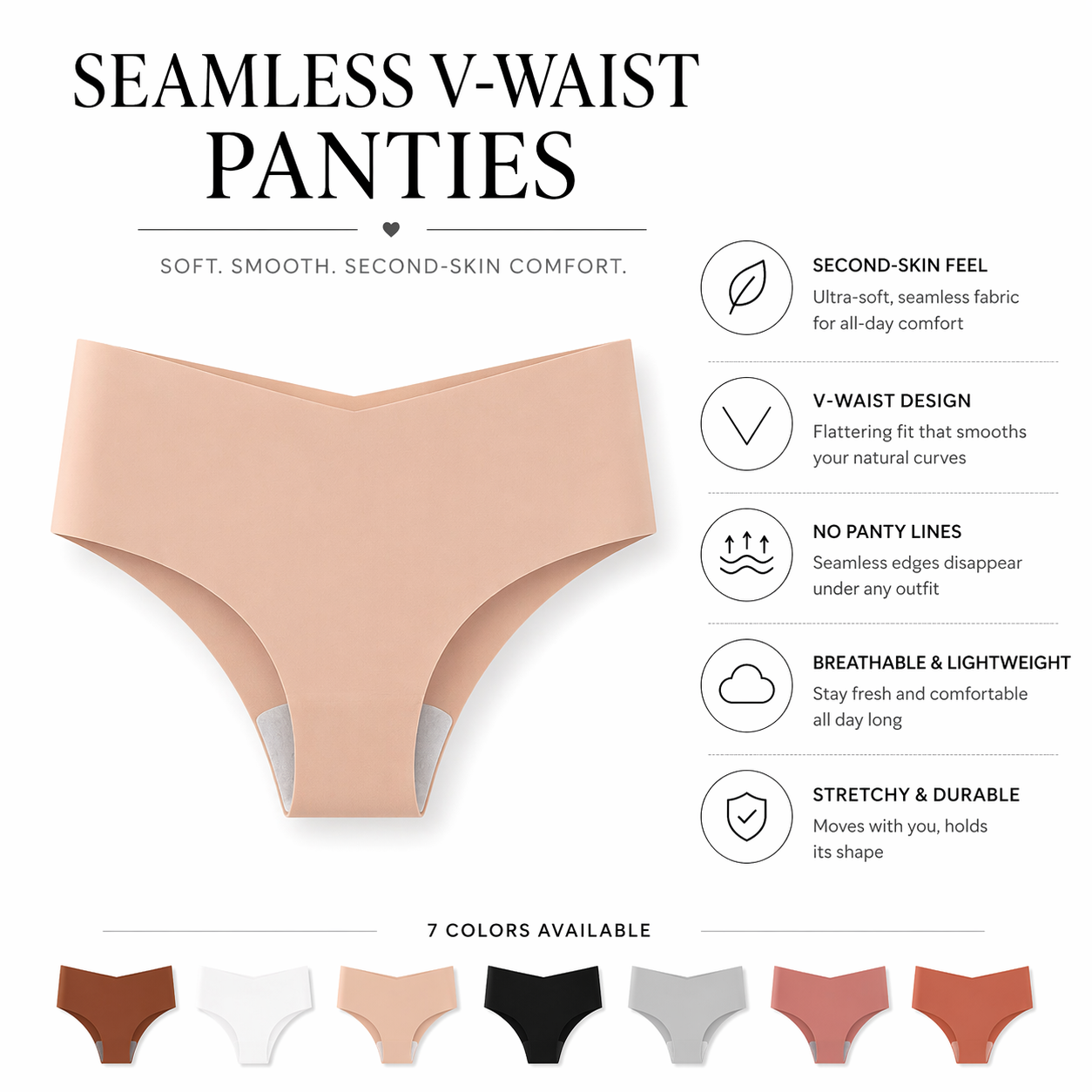 Women Seamless Panties  Soft Breathable Invisible Underwear Low Waist Stretch Comfort Briefs