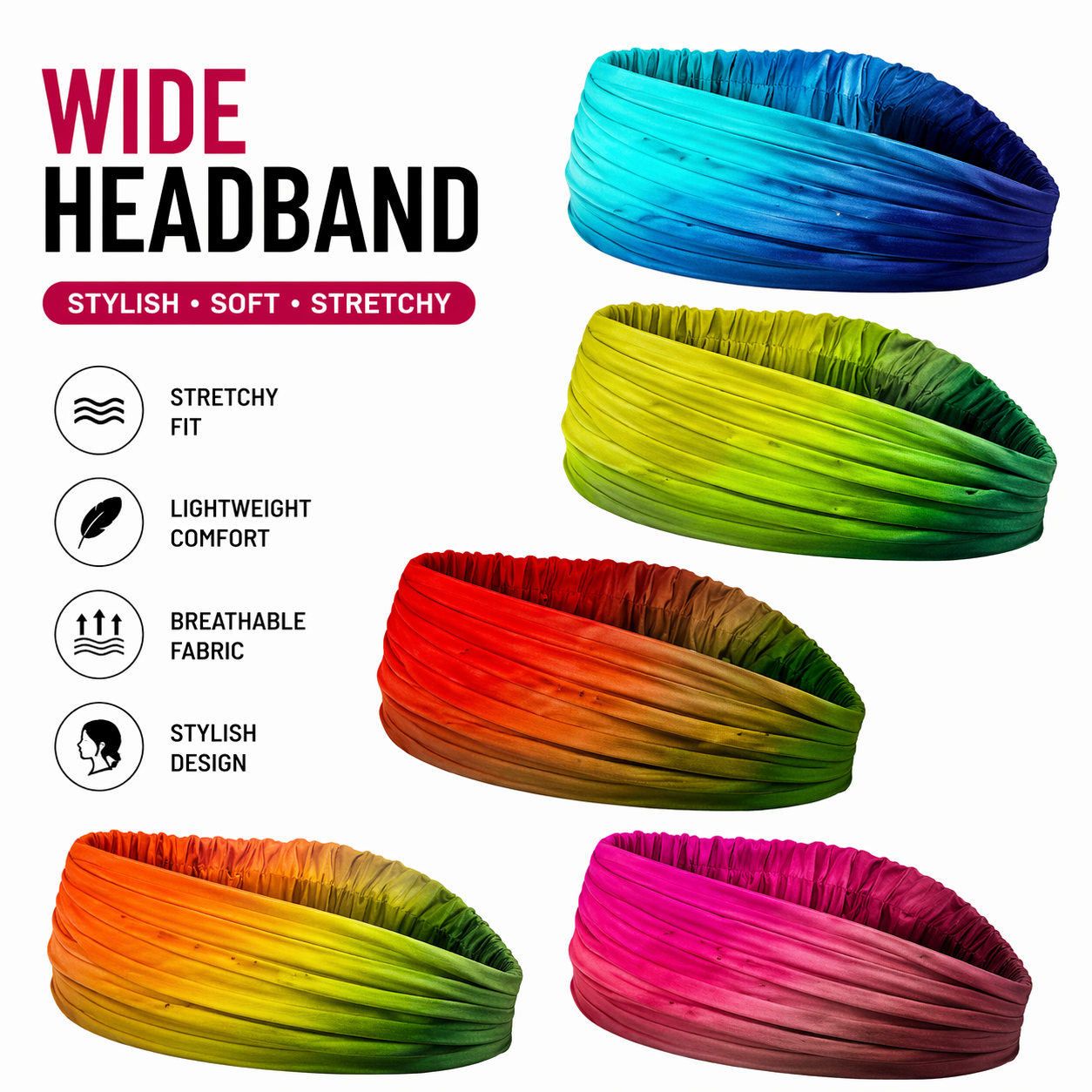 Women Sports Headband Elastic Hair Band Yoga Running Sweat Head Wrap Fashion Hair Accessories